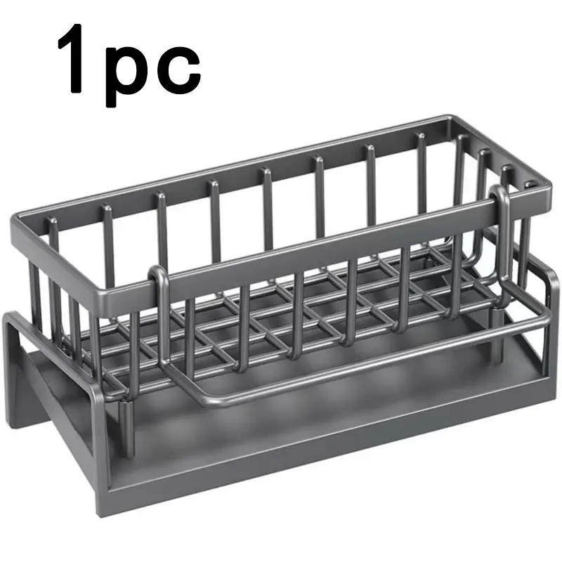 Multifunctional Kitchen Storage Organizer, Sink Drying Rack, Stainless Metal Sponge Drain Holder, Kitchen Accessories Gadgets Hollow