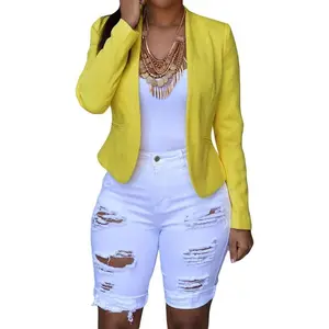 Women's Ripped Denim Destroyed Mid Rise Stretchy Bermuda Shorts Jeans Fitted Bottoms