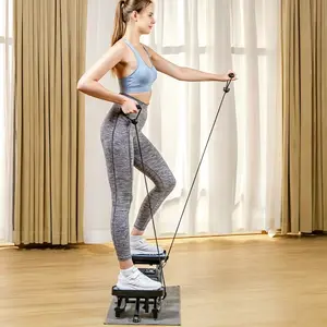 Adjustable Mini Step Trainer with Detachable Resistance Bands, Stable Non-Slip Pedals, Portable Full Lower Body Fitness twister ab Machine for Home & Office Daily Physical Activity Space-Saving Hydraulic Stepper with Resistance Band
