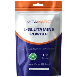 Vitamatic L-Glutamine Powder 5000 mg per Serving Unflavored Non-GMO GMP Quality Supports Active Lifestyle GI Health and Immune Function 500 Gram