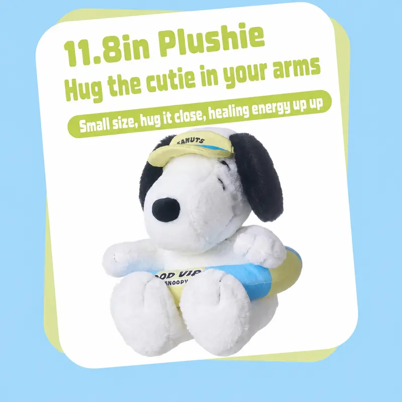 MINISO Snoopy Ocean Diary Series No.12 Plush Doll. Cute Sitting Snoopy Holding Swim Float Design, Soft Fluffy Plush Fabric, Fresh Ocean Holiday Style Perfect For Summer Bedroom Decor, Desktop Ornaments And Beach Trip Matching[back to school]