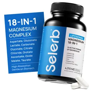 Selerb 18-IN-1 Magnesium Complex – 12 Active Forms of Magnesium with Vitamin B6, D3, K2, Zinc & Slippery Elm – Supports Sleep, Relaxation, Muscle Recovery & Overall Health – 90 Veggie Capsules