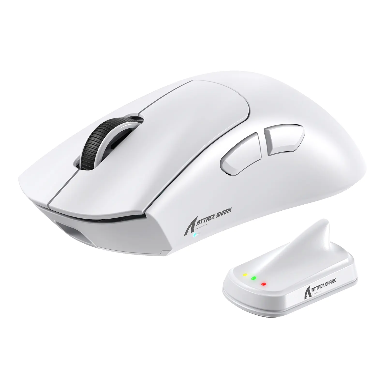ATTACK SHARK V8 8K Wireless Gaming Mouse Whit 42000 DPI-PAW3950 MAX Sensor-59g Lightweight-Nordic54L15 MCU-400h Battery Life, Triple Modes,Gaming Accessories for PC/Laptop/Mac
