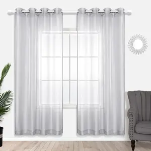 KOUFALL 2 Panel Sets Silver Sheer Curtains with Grommet for Living Room Luxury Elegant Light Greyish Silver Curtains for Bedroom Party Backdrop 52 X 84 Inch Length KOUFALL TEXTILE