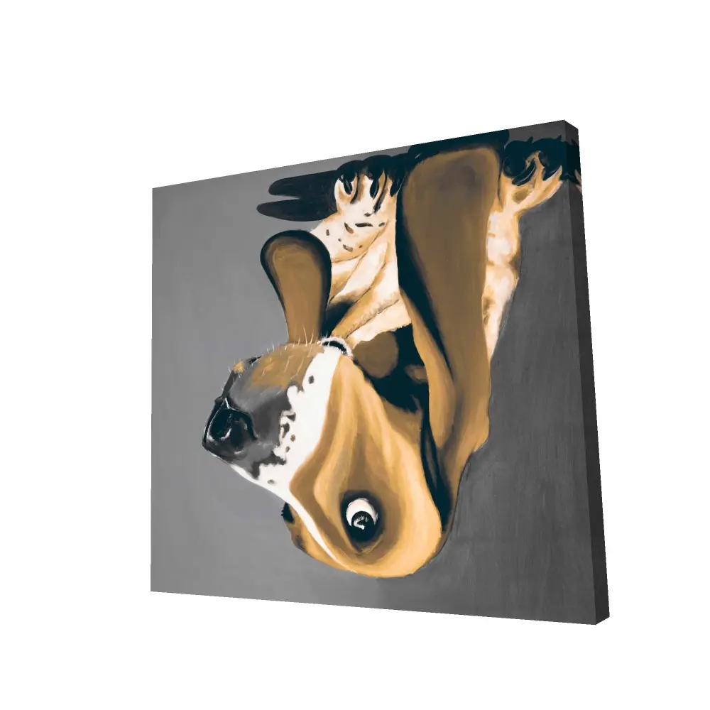 212 MAIN 24x24 in. Durable Artistic High-Def Gold Basset Hound Modern Photo Print - Animal Artwork, Gold Decoration, Bedroom Home Decor Supplies (2080-2424-AN359-1)