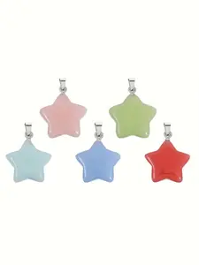 10pcs Solar Powered Glow Stars Pendant Set, Mixed Color Night Light Charms for DIY Jewelry Making, Party Decoration Essentials, Dangling Charms