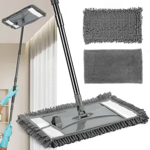 Wall Cleaner Mop with Long Handle, Wall Dust Cleaning Mop for Washing Walls with 2 Microfiber  Pads,Floor Dry Wet Dust Mops for Wall Washer, Floor,Ceiling Cleaner