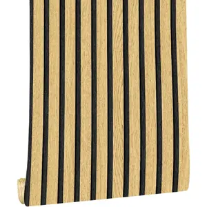 Wallpaper Peel and Stick  Grating Stripe Self-Adhesive Wallpaper Faux  Contact Paper  Slats Self Adhesive Wall Paper PVC Vinyl Film Removable  ( A, 17.3" x 118")