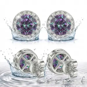 S925 Sterling Silver Stud Earrings with Synthetic Gemstones — Unisex Round Jewelry: Stylish and Versatile, the Perfect Birthday Gift for Both Women and Men. 14K Gold-Plated Stud Earrings with Cubic Zirconia — Hypoallergenic Material.