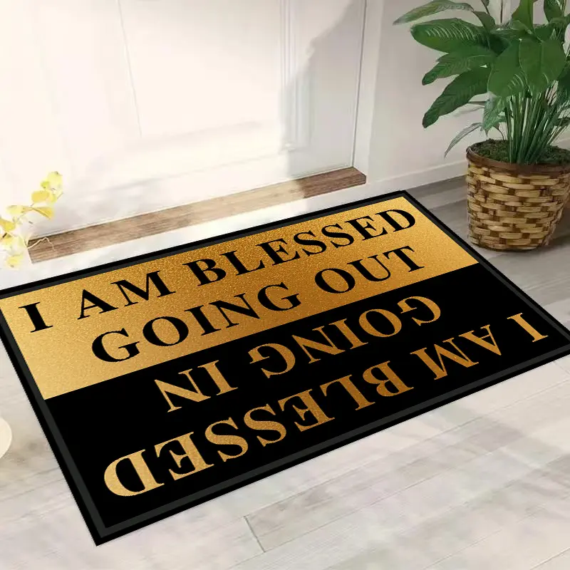 Letter-pattern doormat, absorbent entry mat, polyester fiber decorative rug suitable for living rooms or bedrooms, home decor rug