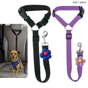 Pet Supplies Car Safety Leash Collar Dog Rope Cat Rope Adjustable Flower Lead, Pet Accessories for Dogs and Cats, Vehicle Headrest Strap, Safety Harness