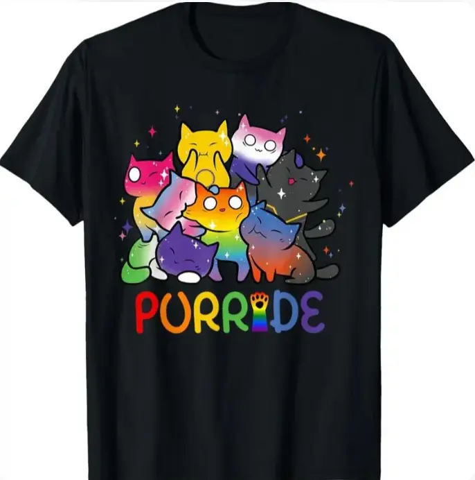 Women's 100% Cotton Oversized Shortsleeve Casual T-Shirt - Soft Unisex Fit Top with Colorful Rainbow Gradient Cat Cluster, Sparkle Star, Cute Pet Pun Letter Graphic, Streetwear