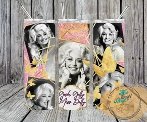 Dolly Parton Retro 20oz Tumbler, 80s Country Music Stainless Steel, Double-Wall Vacuum-Insulated – Hot or Cold – Funny Gift for Her