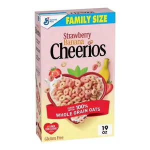General Mills Cheerios Strawberry and Banana Family Size Cereal Made with 100% Whole Grain Oats Gluten Free 19 oz