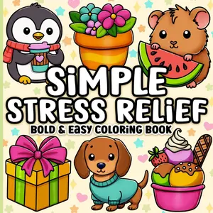 Bold and Easy Coloring Book: Simple Stress Relief Large Print Designs for Adults, Seniors & Beginners Paperback