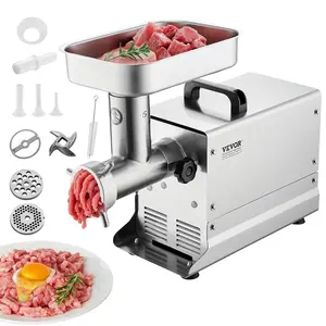 VEVOR Meat Grinder,  5 Lbs/Min Capacity Electric Meat Grinders with Blade, Grinding Plate, Sausage Maker, Stainless Steel Commercial Meat Mincer for Kitchen Restaurant Butcher Store