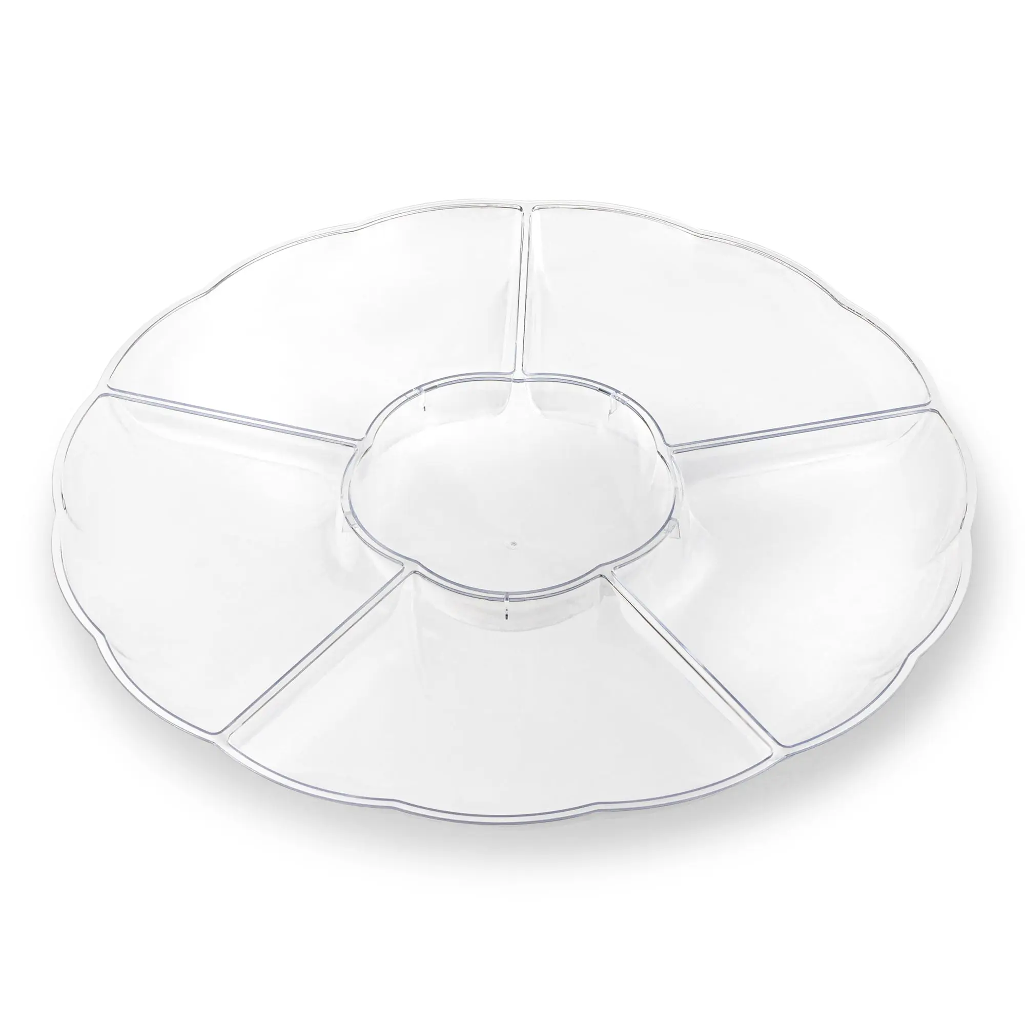 Clear Big 6-Partition Round Disposable Plastic Trays