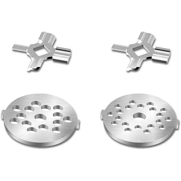 Stainless Steel Meat Grinding Plate Discs Attachment for Stand Mixer (FGA) - Kitchen Appliances Part with 2 Coarse & 2 Fine Plates