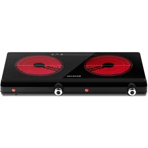 Vayepro 1800W Double Burner Electric Cooktop – Compact Induction Stove Top with Knob Controls, Dual Heating Zones for Fast Cooking, Easy to Clean Countertop Hot Plate for Family Kitchen, Apartment & Dorm, Durable Household Appliances Multifunction