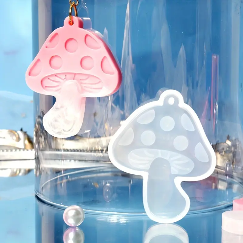 2pcs/pair Mushroom Silicone Earring Resin Molds for Keychain Pendant Earring Stud Making Decoration Accessories