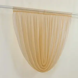 4ft x 4ft Sheer Chiffon Backdrop Valance Drapes – Champagne Curved Swag Topper Panel