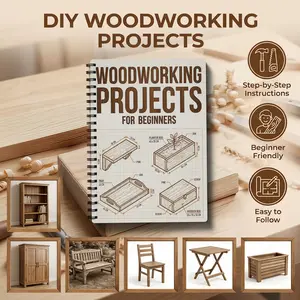A woodworking project plan for beginners with detailed guides, Tutorial, illustrations, and templates with measurements to create functional and aesthetically pleasing wooden objects