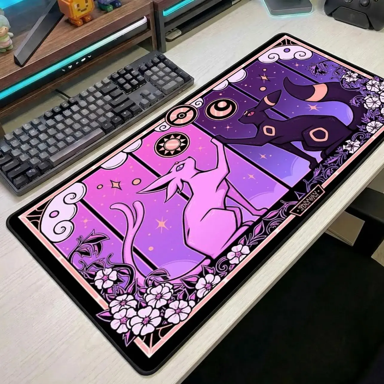 Pokemon Mouse Pad Large Desk Mat Umbreon Espeon Mousepad Cute Purple Anime Desk Mat Gaming Desk Mat Pokemon Gift