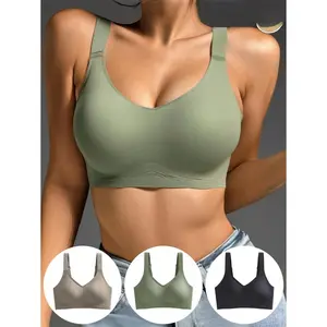 Women's Plus Size Wireless Sports Bras, Comfort Support & Light Lift, Thin Minimizer Everyday Bras