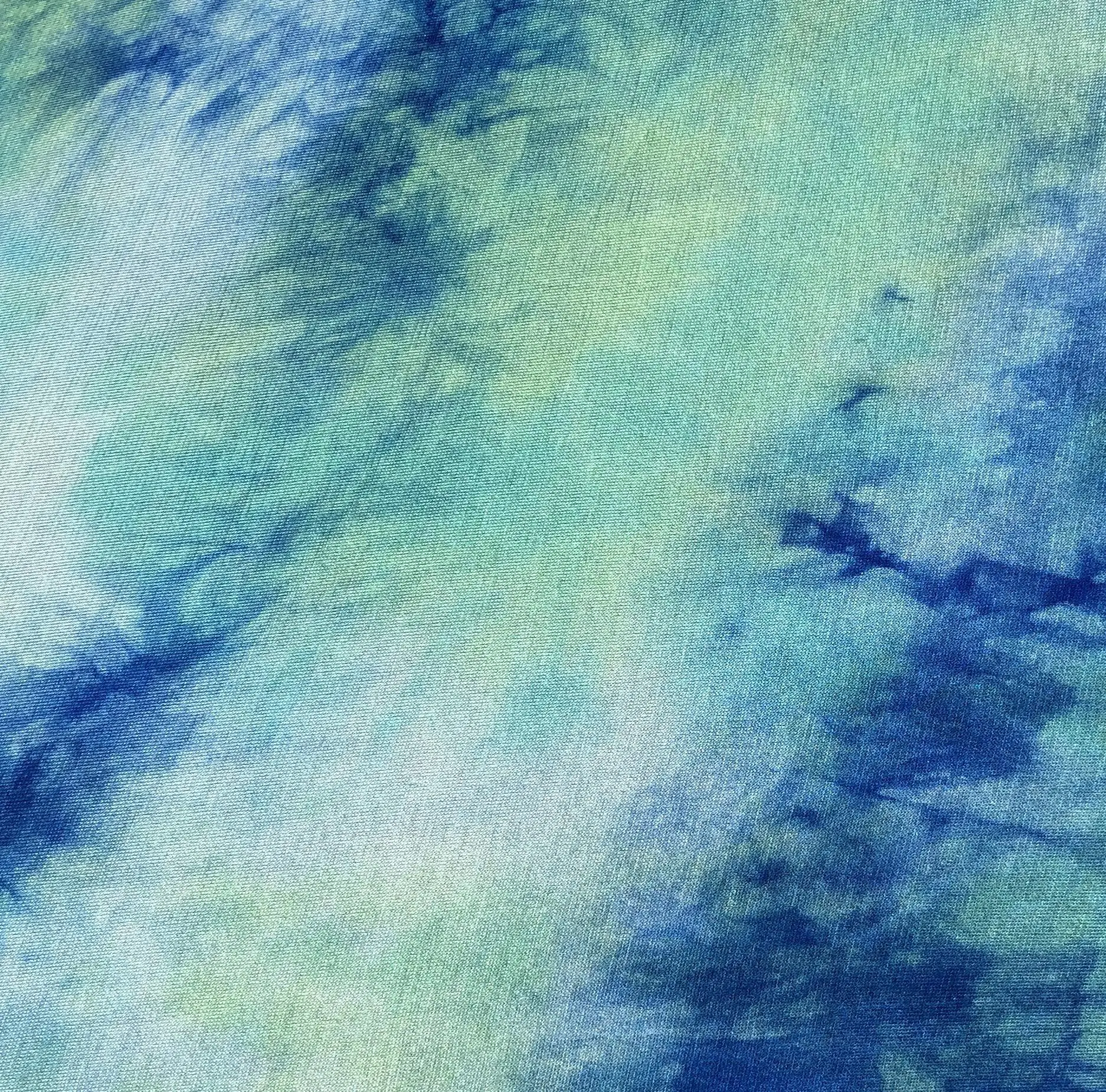 60" Modal & Spandex Stretch Tie Dyed Blue Green Jersey Knit Fabric by The Yard