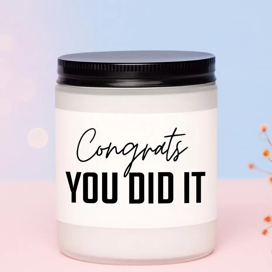 Congrats You Did it, congrats candle, graduation gifts, new job candle, congratulations gift for her, congratulations gift for him, handmade soy candle, Holiday Intentional Gifts for him, her, boyfriend, Girlfriend, Grad gifts, Graduation gift