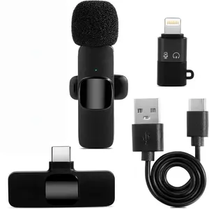 Wireless Mini Microphone for iPhone & Android Professional Lavalier Omnidirectional Clip Mic USB-C Rechargeable 65FT Transmission Noise Reduction Plug-Play for Interview Video Podcast Vlog YouTube Multi-Purpose  microphone Clip-on Microphones interview po