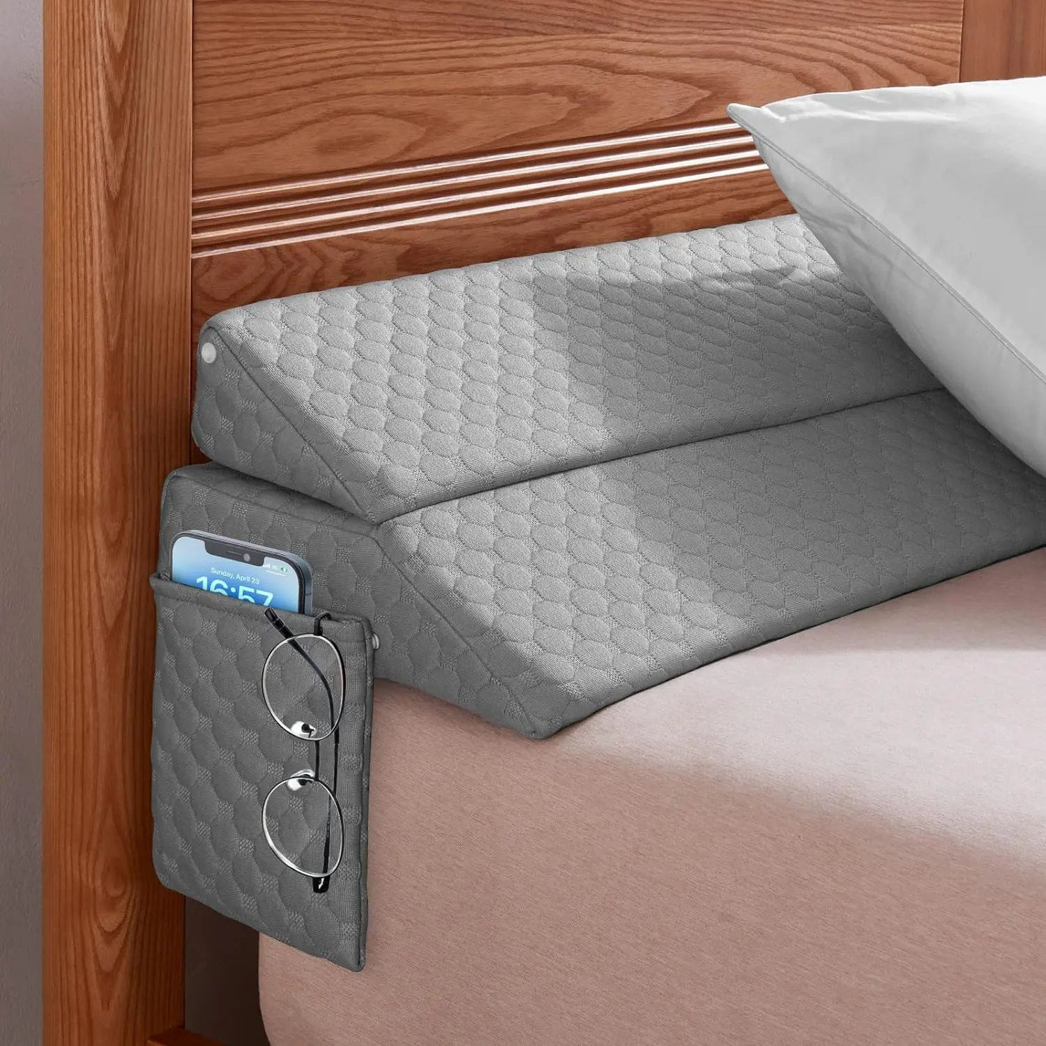 Queen Bed Wedge Pillow, Fill Gap Between Headboard and Mattress or Wall, 0-7 Inch Space Filler, Comfortable and Durable, Supportive Bolster, Bolster Cushion
