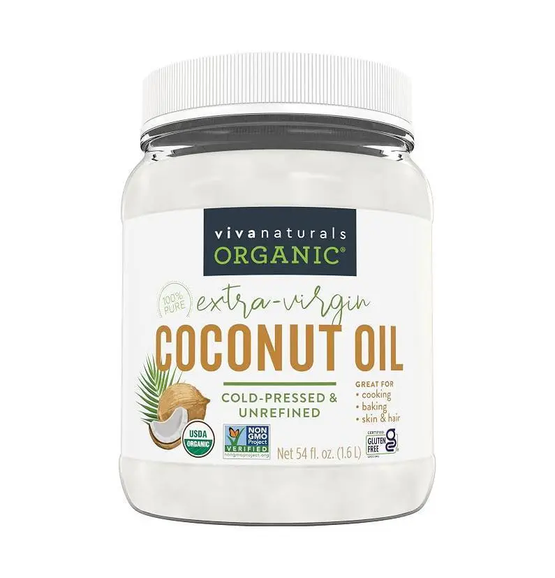 Viva Naturals Organic Extra-Virgin Coconut Oil - Unrefined and Cold-Pressed, Natural Hair Oil, Skin Oil and Cooking Oil with Fresh Flavor, Non-GMO Coconut Oil (Aceite de Coco), USDA Organic