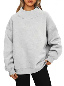 Women's Half High Neck Loose Long Sleeve Sweatshirt, Casual Cozy Pullover, Multiple Colors Available, Comfortable Skin-Friendly, Casual Daily Wear, Super Versatile