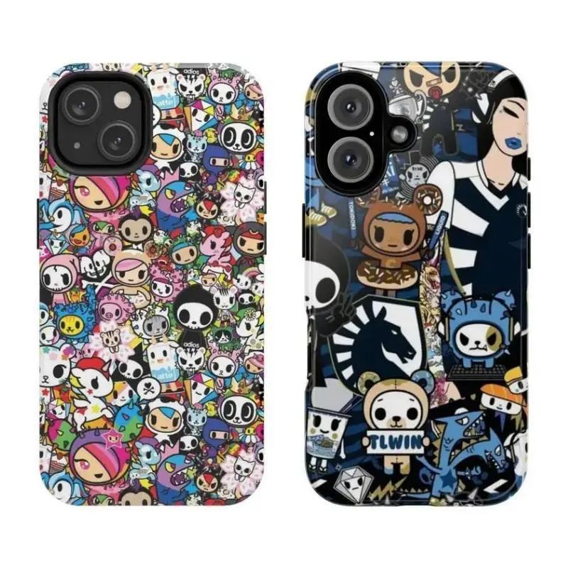 Colorful Cartoon Collage Smartphone Case - Kawaii Character Handheld Protective Cover for iPhone 11/12/13/14/15/16/17 ProMax Plus, Custom Cellphone Case for Samsung Devices, Unisex Thanksgiving Gift