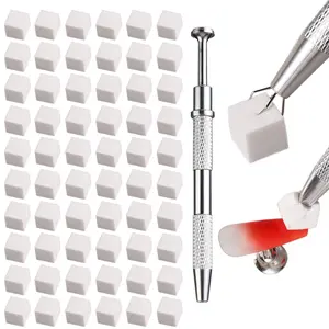 ✨ 100/200Pcs Gradient Nail Art Sponges + 1 Gripping Pen Set, Nail Art Kit, Nail Tools for Gradient Color Transition Nail Art, Suitable for Nail Artists and Home DIY Nail Art Enthusiasts