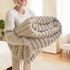 RAYBEE Lightweight Blanket for Bed - Wrap Yourself in Cozy Comfort with Faux Rabbit Fur Throw Blanket, Designed for Warmth, Style, and Everyday Versatility,Perfect Holiday Gift