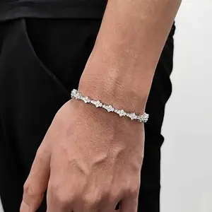 1Pcs Star Tennis Bracelet for Men Women Hip Hop Fashion Shiny Elegant Stylish Accessories Classic Souvenir Ideal Gift for Valentine's Day Christmas Birthday Anniversary