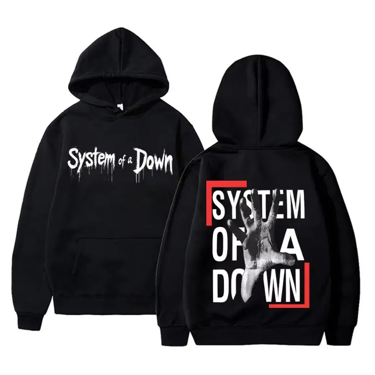 Unisex Universal Vintage Rock Hoodie - Casual Long-Sleeve Cotton-Polyester Pullover with 90s Alternative Metal Double-Sided Graphic Print, Men's Tops, Graphic Sweatshirts, Alternative Look, Longsleeves