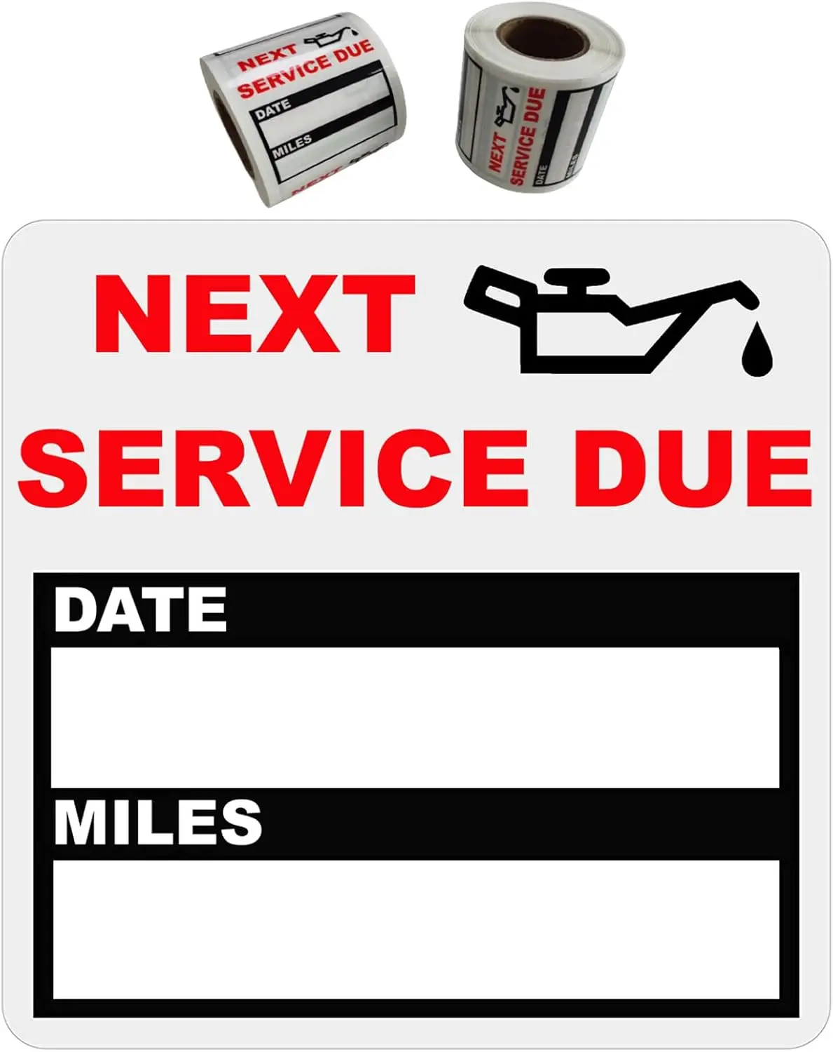 300 Pieces Oil Change Stickers, Service Reminder Labels, Auto Maintenance Service Due Reminder Stickers Labels, 2 x 2 Inch, 2 Roll (Black)