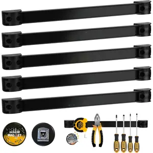 6-Piece 12" Magnetic Tool Holder Storage Organizer - Wall Mount Rack Garage Organization Power Magnet Hanger Workbench Board Slatwall Van Organizers Mounted Hanging Strip