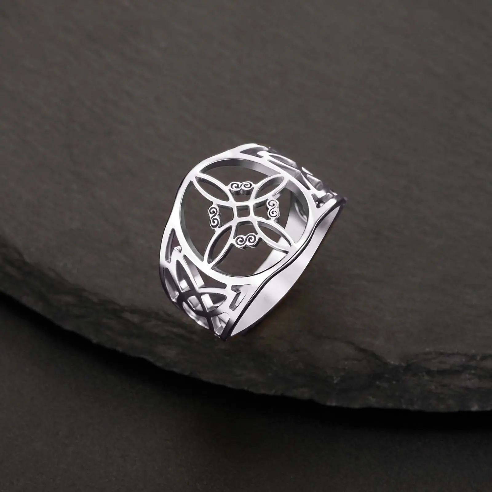 Gothic Witch Knot Ring in Silver Stainless Steel, Stackable Non-Tarnish Symbolic Jewelry for Women, Gothic Ring, Fashion Stackable Rings