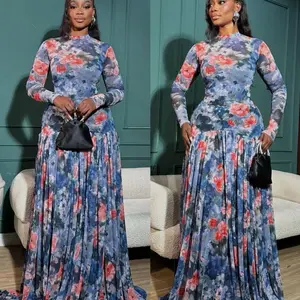 Women's  Ruched Sheer Mesh Dress, 2025 Elegant Long Sleeve Long Mesh Dress for Party Banquet, Ladies Summer Clothes, Fall, Casual Womenswear winter fashion