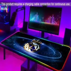 Real Madrid Logo Mouse Pad Gaming Rgb Mousepad Backlit Keyboard Gamer Girl Xxl Laptop Mat Table Pads Deskpad