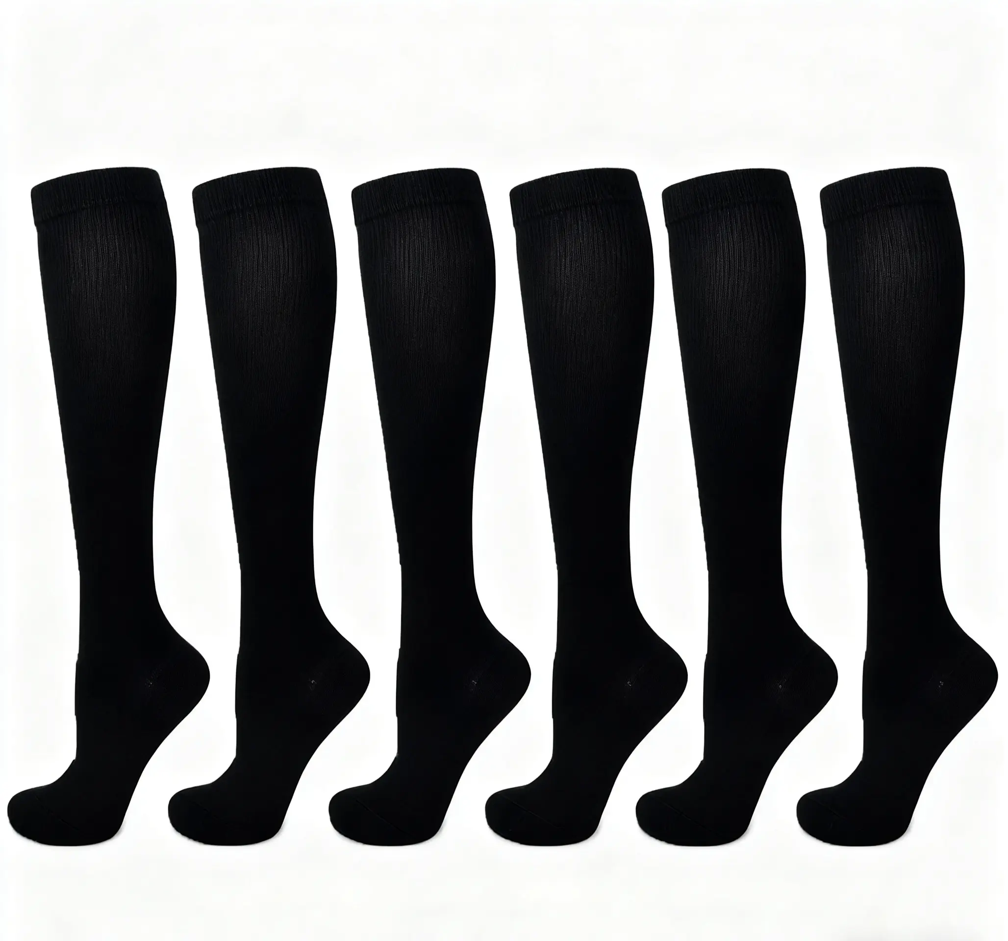 Compression Socks for Men & Women (6 Pairs) | Knee High Athletic Compression Stockings for Running, Flight, Nursing & Athletic Recovery