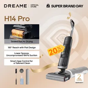 DREAME H14 Pro Elite Vacuum Mop, Wet Dry Vacuum Cleaner, 180° Lie-Flat Vacuum Mop, 140°F Washing and Fast Hot Air Drying, Powerful 18kPa Suction Floor Cleaner Machine, Easy GlideWheel Movement, Smart App Control