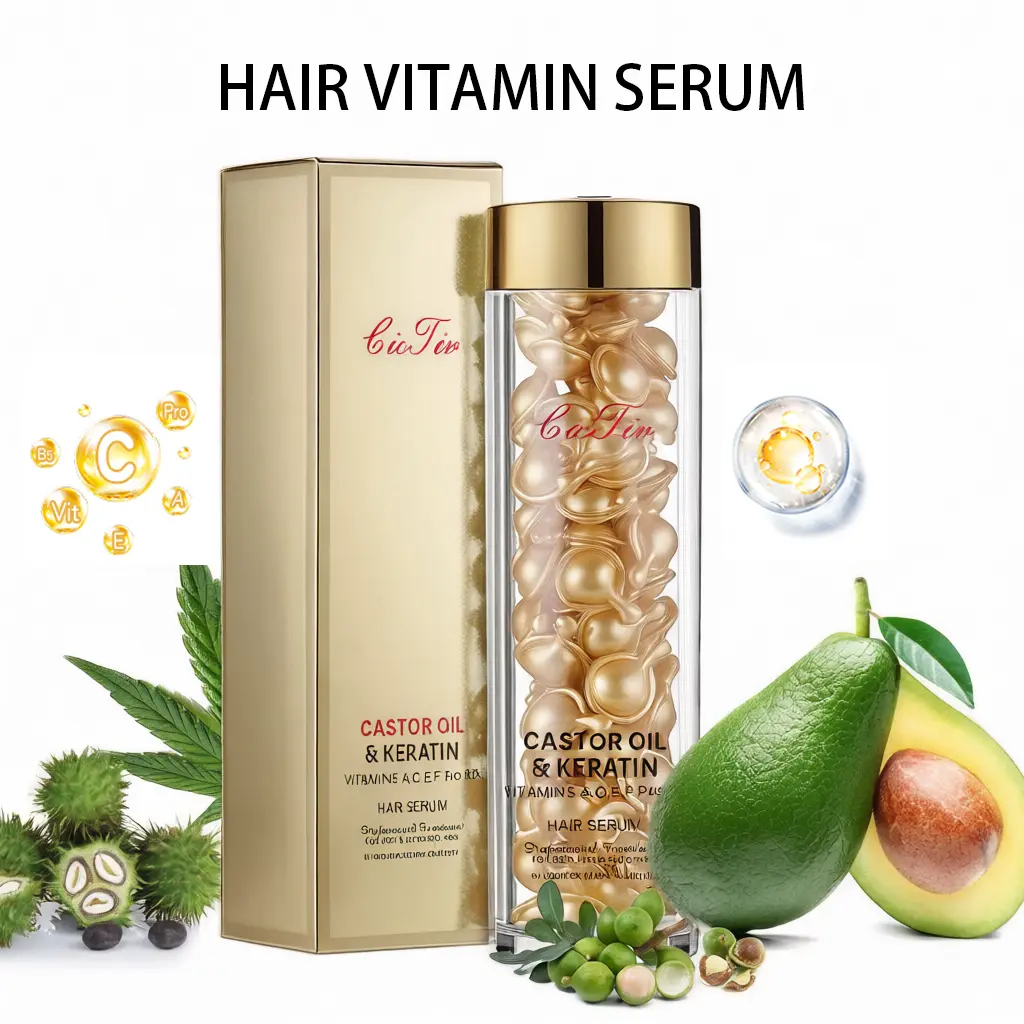 Natural hair vitamin, No Rinse, with Castor Oil, Keratin, Argan Macadamia Avocado Oils - Vitamins A C E Pro B5, Conditioner for Women & Men, healthy hair Haircare, Premium Hair Treatment Serum