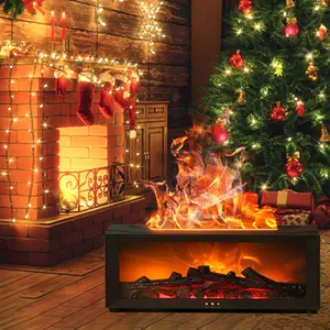 Flame Fireplace Aroma Diffuser, Fireplace Humidifier & Essential Oil Diffuser with Simulated Flame Effect, USB Powered, 7-Color Ambient Light, Timer Function, Perfect for Bedroom, Bathroom & Office Décor, Christmas & New Year Gift