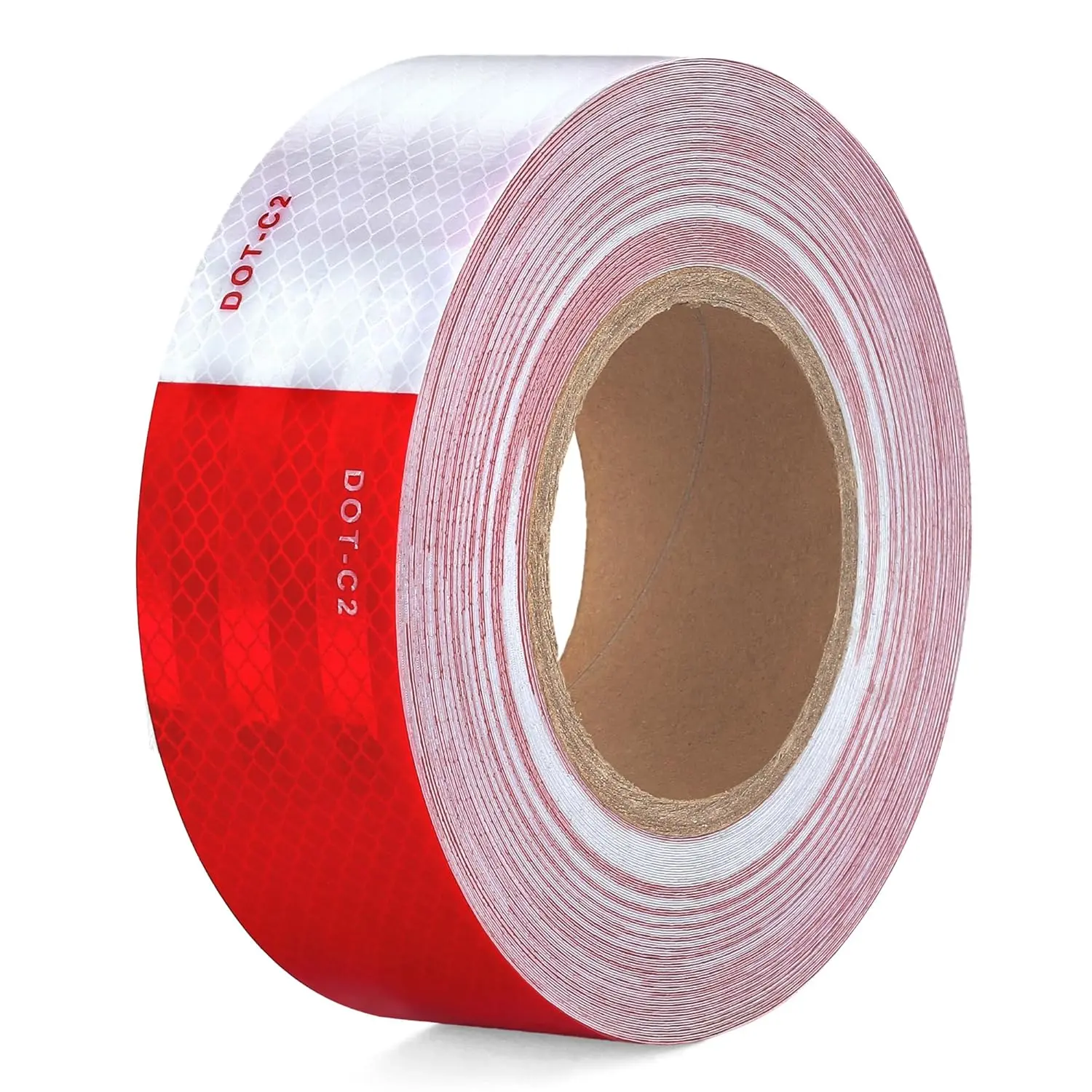 DOT-C2 Reflective Safety Sticker Decal, 2 in x 30 ft Red/White Conspicuity Tape with Strong Adhesion, Durable for Automotive Vehicles, Road Signs, Compliance-Focused Car Exterior Accessory