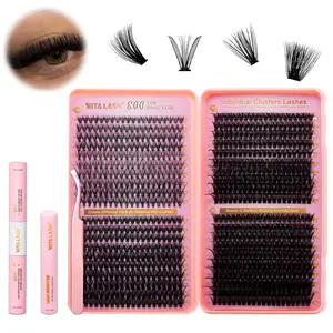 Individual False Eyelashes with Glue & Lash Remover & Tweezer for Diy Eyelash Extensions, Longer Looking Lashes, 1 Box Self Grafting Curl Eyelashes, Self Grafting DIY Eyelashes Kit, Eyelash Extensions Set